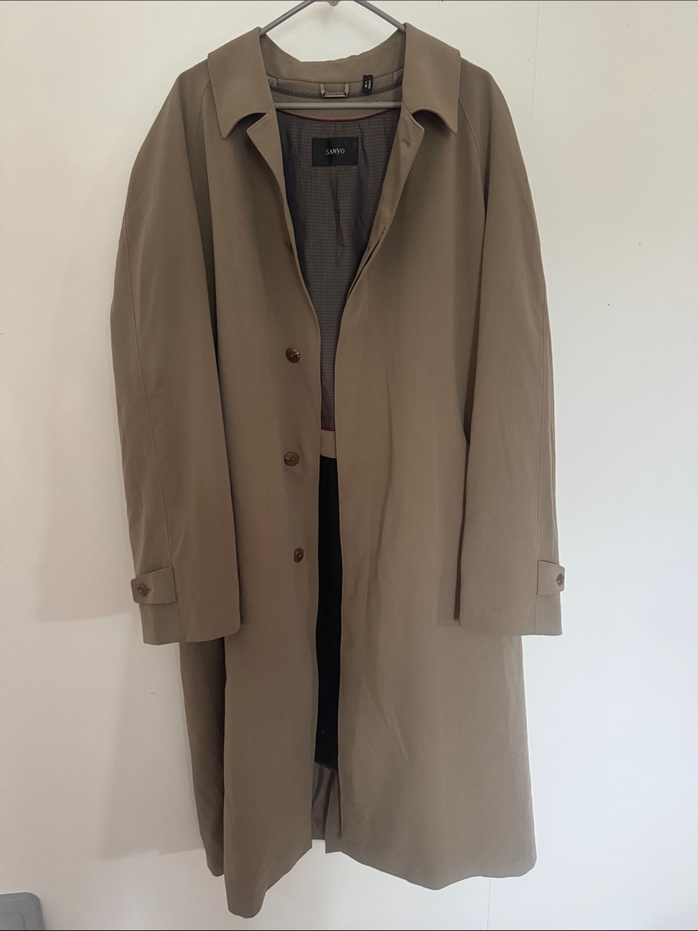 VTG Sanyo Breath Thermo Tech Trench Coat with belt Size 44 L